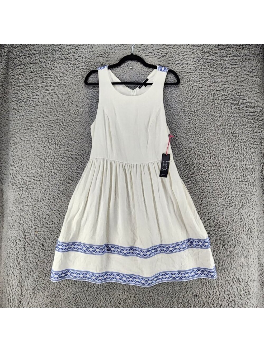 Gibson Dress Womens Large Cream Linen Blend Sleeveless Knee Length *NWT*